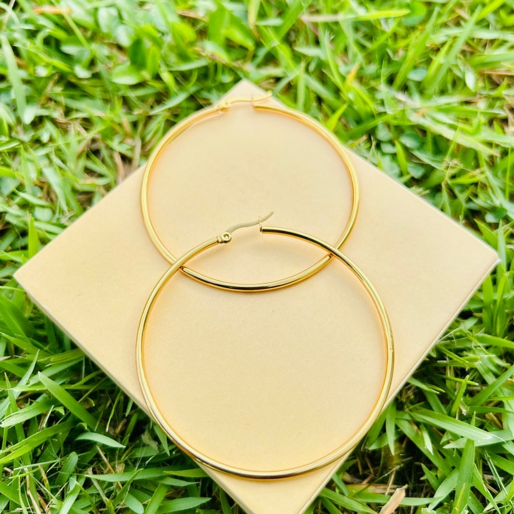 Elegant Gold Hoop Earrings - Picture 2 of 3